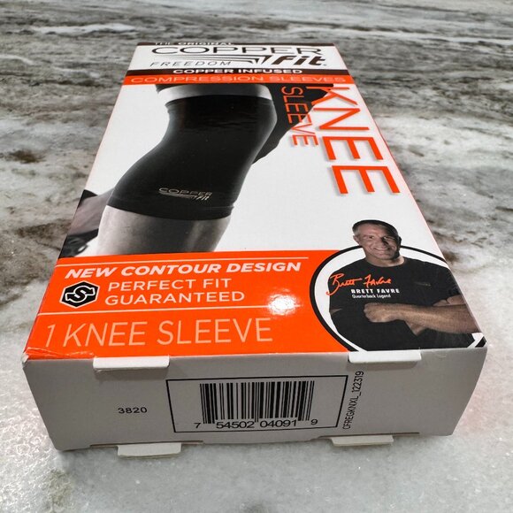 NIB Copper Fit Freedom Copper Infused Compression Knee Sleeve - Size XL - Black - Picture 4 of 6